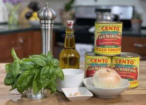 Ingredients for authentic Italian Marinara Sauce